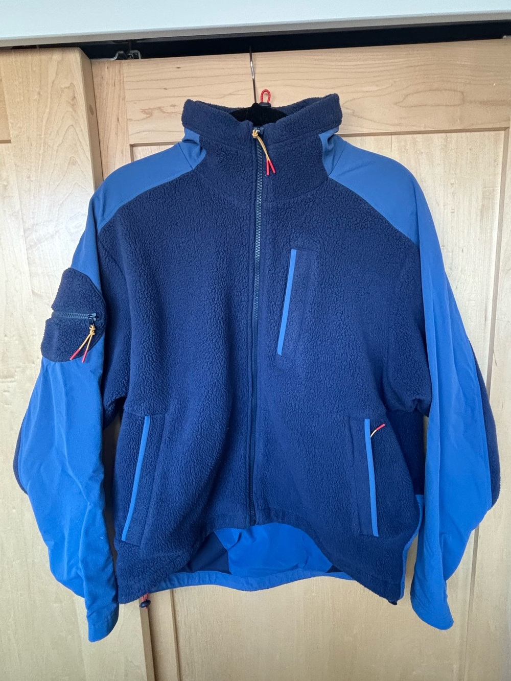 Outdoor Voices Navy and Royal Blue Lightweight Fleece Jacket
